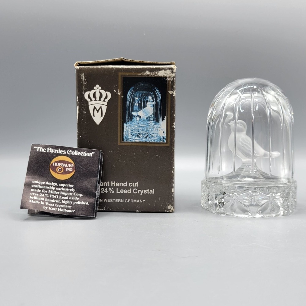 Vintage Byrdes Collection Crystal Bird Figurine in Glass Cage Western Germany